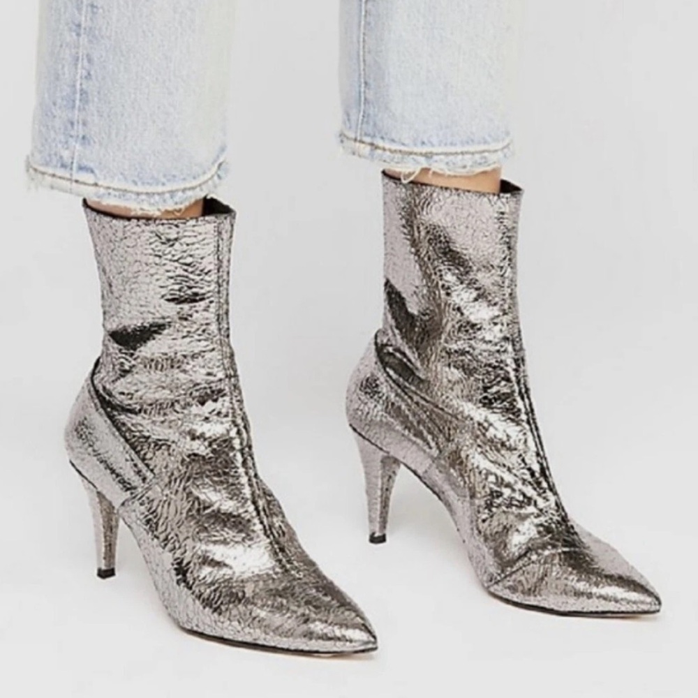 Free People Silver Willa Ankle Boots
